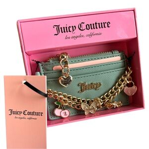 Juicy Couture NWT Green Key & Card Holder with Gold Accents, Giftable